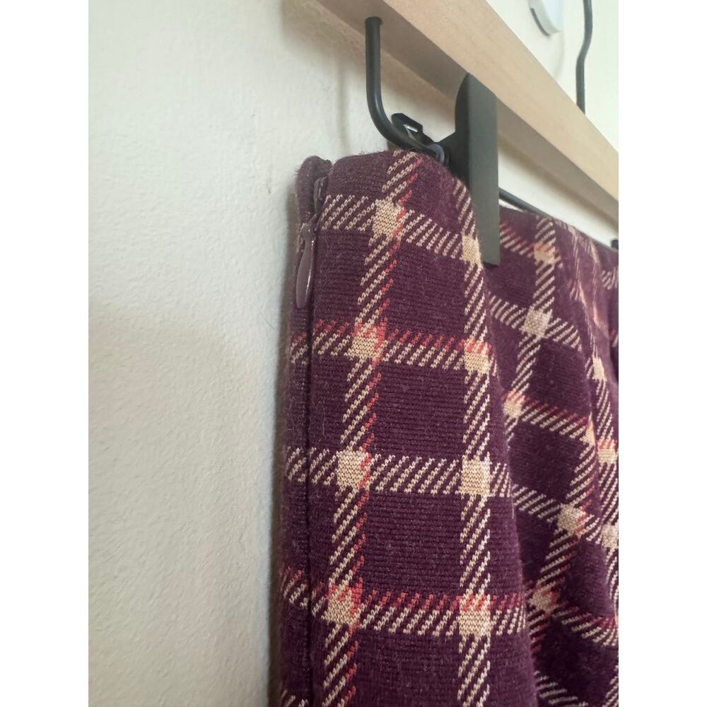 Ann Taylor Burgundy Plaid Ankle Pants XS Career Preppy - Picture 4 of 9